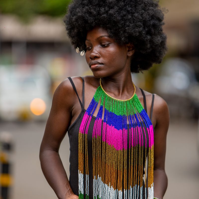 Tausi Long Multicoloured Beaded Necklace