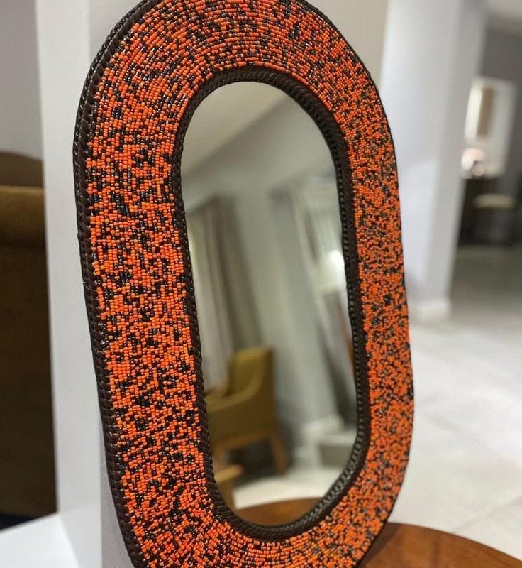 Amari oval beaded mirror